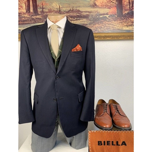 42S BIELLA Shatnez Free‎ Navy Blazer - Sport Coat Suit Jacket